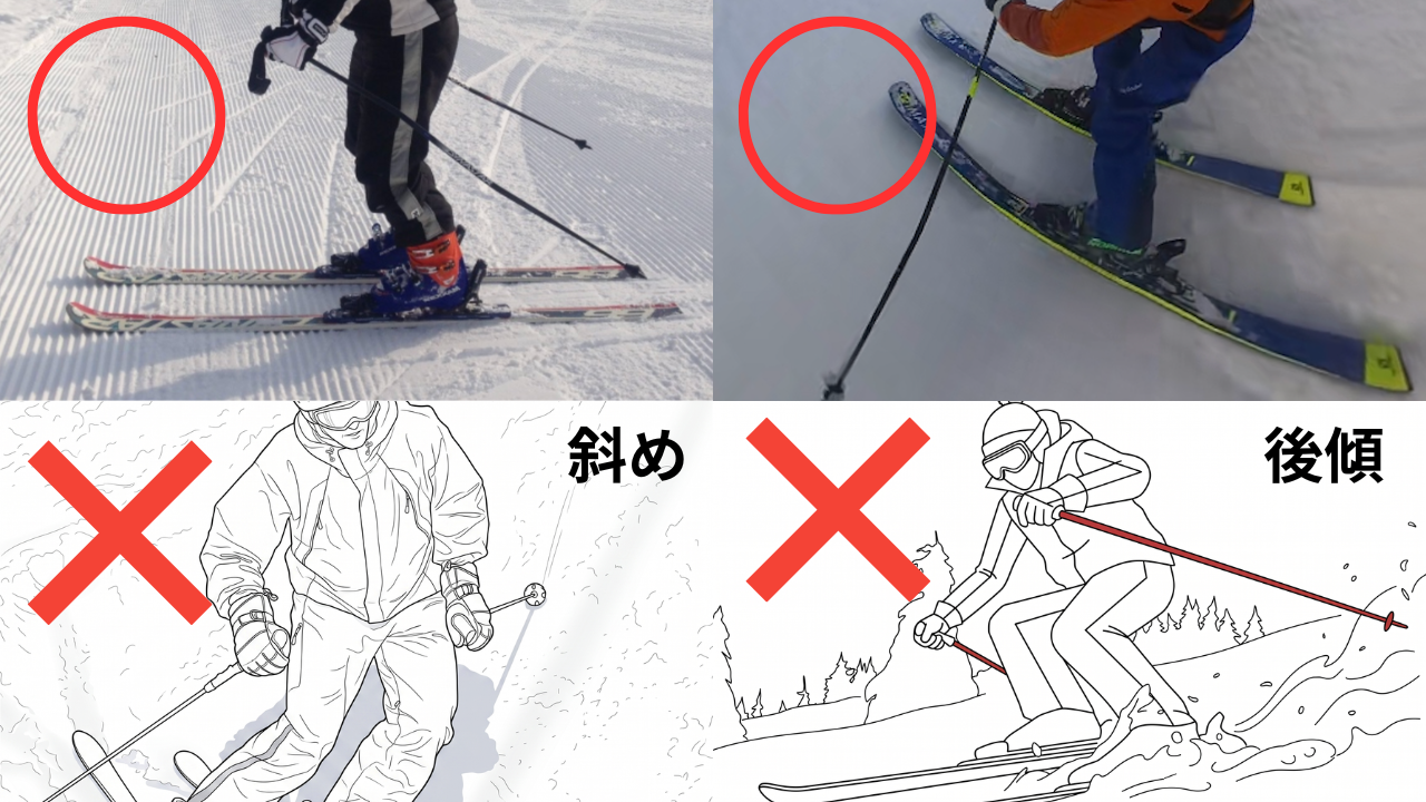 スキーのセンターポジションは前後左右で真ん中に置く